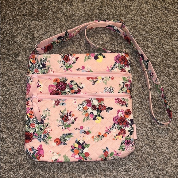 NWOT Vera Bradley Triple Zip Hipster Crossbody Bag Hope Blooms Pink - Picture 3 of 7